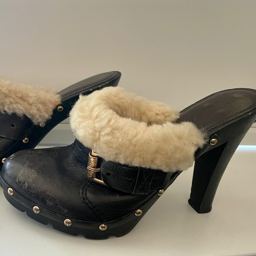 Michael Kors shearling fur mule high heel